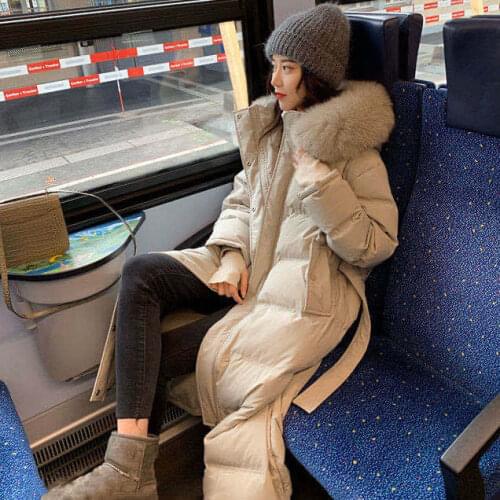 Down jacket lapel fox fur hooded mid-length section 2020 winter new Korean temperament thick warm ladies jacket