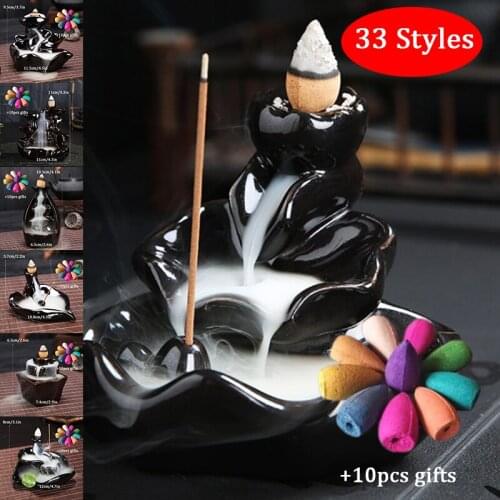 Retro Ceramic Backflow Incense Burner Censer Aromatherapy Furnace Home Decor