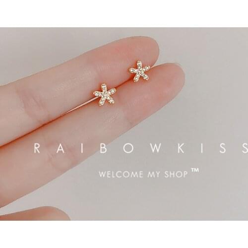 S92 Silver Earrings For Women Gold Flower Zircon Crystal Simple Elegant Design Fashion Girl Party Gift Wedding Jewelry INEFFA