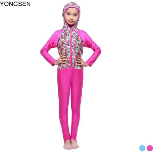 YONGSEN Modest Women Girls Long Sleeve Jewish Hijab Full Coverage Swimsuit Muslim Modest Swimwear Burkinis
