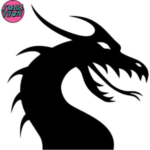 Small Town 13cm*13.5cm Mythical Dragon Cartoon Vinyl Stickers Decals Black/Silver S3-5186
