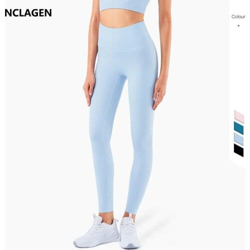 NCLAGEN Sport Leggings Women High Waist Fitness Yoga Pants Squat Proof Tummy Control NO Front Seam Naked-feel Fabric GYM Tights