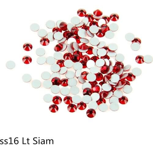 SS16, 3.8MM, Light Siam, 1440pcs/Bag, Crystal Glass flat rhinestones DIY hot fix rhinestones free shipping