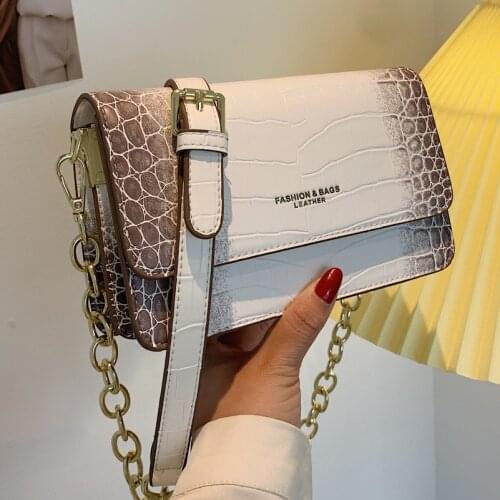 High Quality Ladies Stone Pattern Retro Bag2021New Summer Trendy Fashion Chain Messenger Bag All-match High-end Small Square Bag