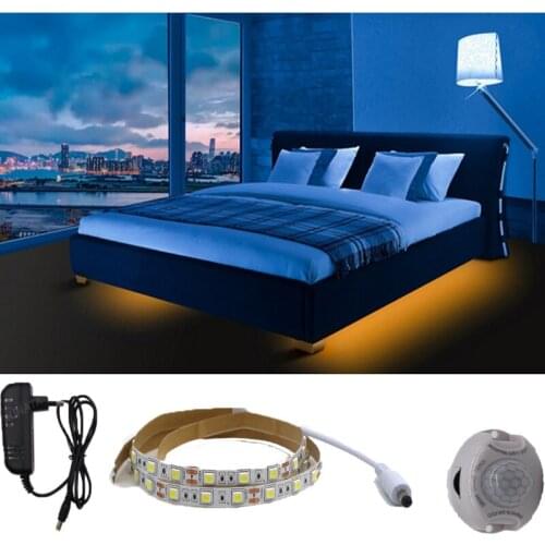 12v LED Infrared human body induction light smd 5050 LED Strip Cabinet bedside light, childrens bed night light, power with set