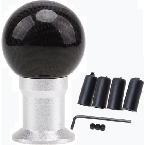Carbon Fiber Car Gear Shift Knob Shifter Black Silver Round Lever Ball Gear Knobs