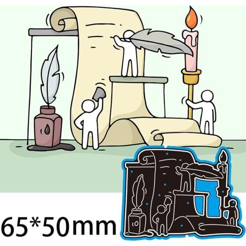 Cutting Dies Letter Writing Ink Candle Stencil Craft for Scrapbook Stamps Dies Embossing Paper Gift Card 65*50mm