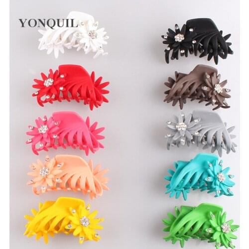 Womens Crystal Hair Accessories 9 CM Hair Claws Girls FLOWER Hairpins Ladies Hair Barrettes Fashion Headwear 6PCS/LOT SYHC62