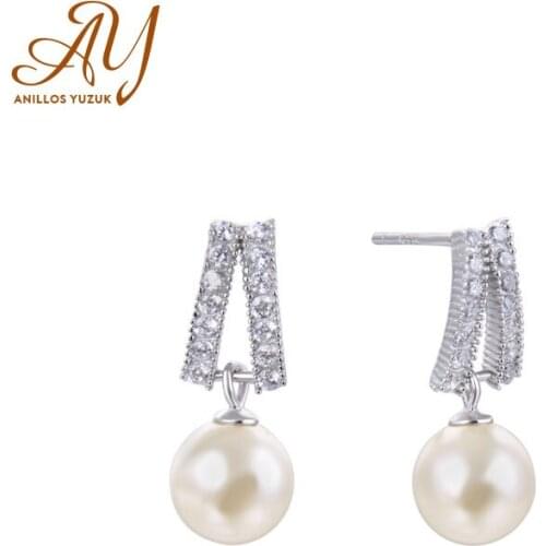 Anillos Yuzuk Stud Earrings For Women 925 Sterling Silver Natural Fresh Water Pearl Fine Jewelry Anniversary Gift Kolczyki