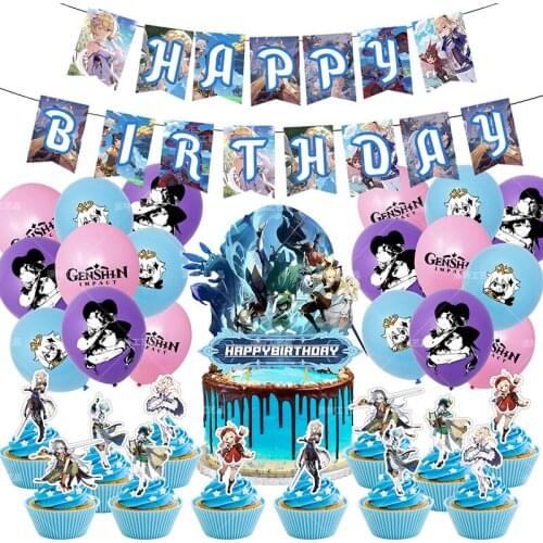 1set Original God Party Set Happy Birthday Decoration Banner Cake Toppers World Game Latex Balloon Decoration Kids Party Toys
