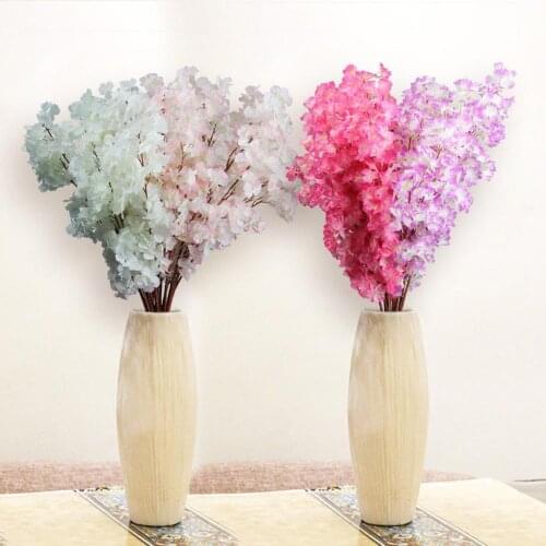 1Pc 3 Branches Artificial Cherry Blossom Flower Bouquet Wedding Home Decoration Home Wedding Decoration Wholesale Dropshipping