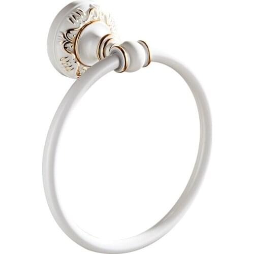 1PC Bathroom Black/White Towel Ring Space Aluminum Towel Rack Ring Rack