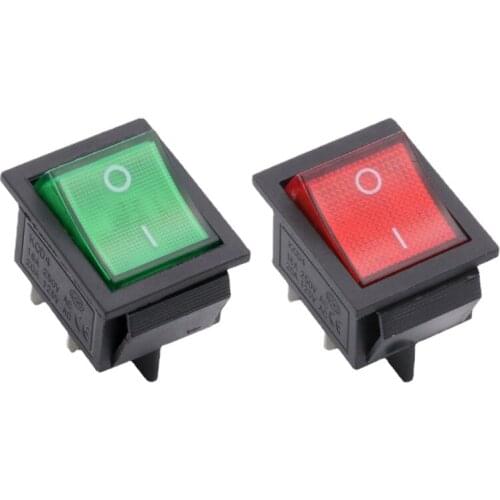 10PCS Power Switch Rocker Switch 4 Pin Copper Contacts KCD4 16A 250V/20A 125V AC, Red/Green options