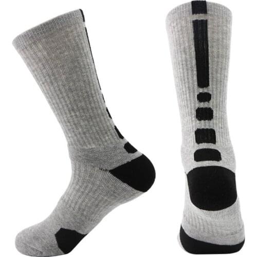 2 pairs Mens Sports High Tube Sock Shoes Classic High To Help The Bottom of The Thickening Terry Slip Elite Basketball Socks7-9