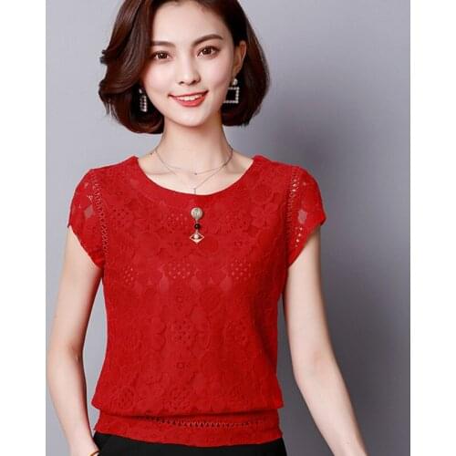 2019 Nova Moda Mulheres Tops E Blusa de Manga Curta O Neck Lace Oco Out Camisa Office Lady Roupas Casuais plus Size