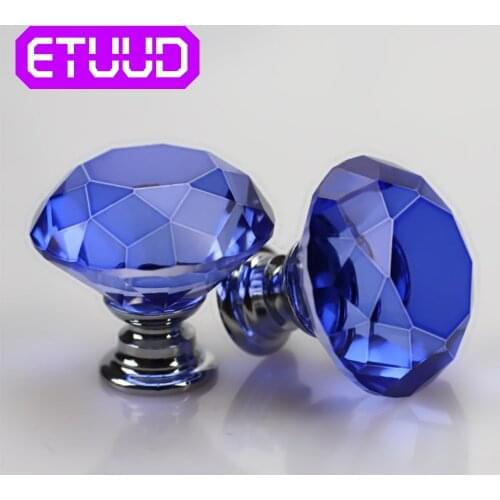 30mm Diamond Shape Rawer Knobs Kitchen Cupboard Pulls Furniture Handle Hardware Design Crystal Glass Door Knob Drawer Cabinet