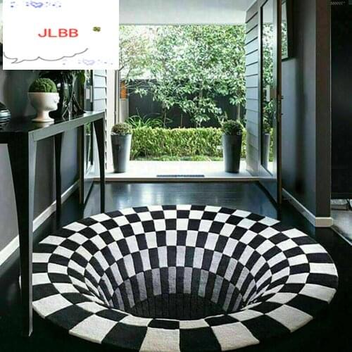 RULDGEE Mandala Alfombra 3D Three-dimensional Black&White Stereo Vision Mat Living Room Doormat Tea Table Sofa Illusion Carpet