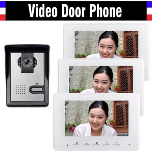 7 inch color lcd video door phone intercom doorbell System video intercom interphone 3-monitor 1-Door Camera for Home Villa