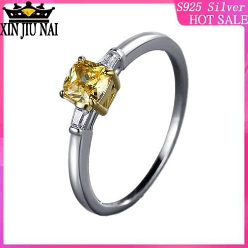 925 sterling silver Coloured popular in Europe and America Yellow Morgan Stone are luxurious Elegant refined yellow zircon ring