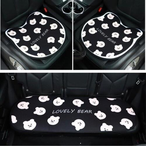Cartoon cotton and linen car seat creative bear three-piece car seat cushion wholesale office and car dual-use seat cushion