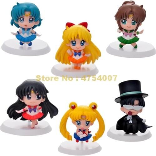 6pcs Anime 1th Mars Jupiter Venus Mercury Action Figures Doll Collection 6cm Toy