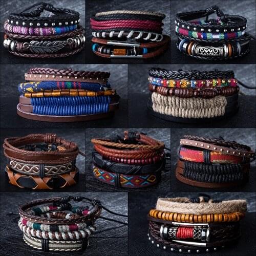 EXYNLON Men's Leather Bracelets