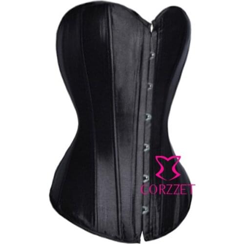 Sexy Boned Push Up Corset Women Strapless Corselet Black Overbust Corsets And Bustiers Satin Shaper Body Female Gothic Clothing