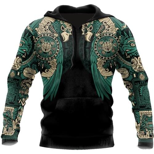 Mexico Aztec Eagle Warrior Sun Stone Tattoo 3D Printed Unisex Hoodie Men Sweatshirt Streetwear Pullover Casual Jacket Tracksuit