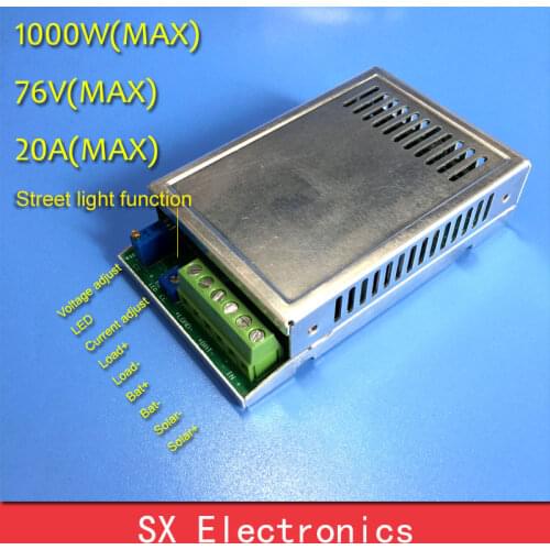 MPPT Solar Charge Controller 76V20A Step down charge all kinds battery Lithium Current Adjustable and Street light function