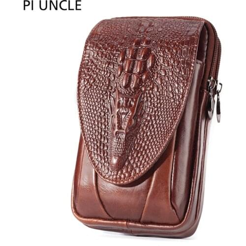 Genuine Leather Mens Waist Fanny Pack Mobile Phone Pouch Soft Cowhide Cross Body Zipper Money Purses Hip Bum Belt Bags For Men