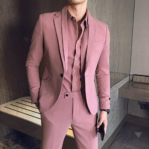 2020 men suit casual three-piece suit dress groom wedding groomsman group Slim Korean business suit Two Pieces(Jacket+Pant)