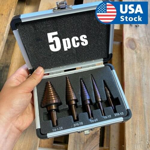 5pcs HSS Cobalt Multiple Hole 50 Sizes Step Drill Bit Set Tools