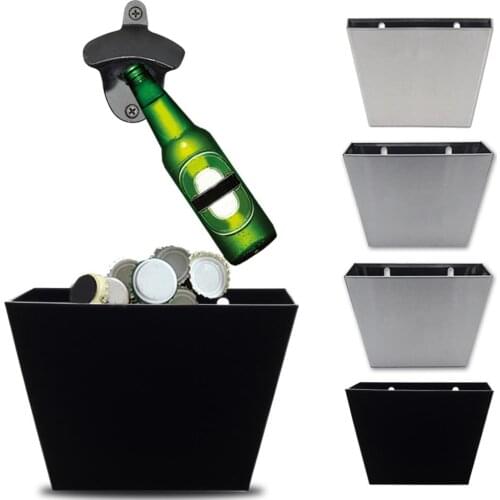 Wall Mounted Bottle Opener Aluminum Alloy kitchen Beer Opener with Screws Cap Catcher Box Party Bar Drinking Accessories