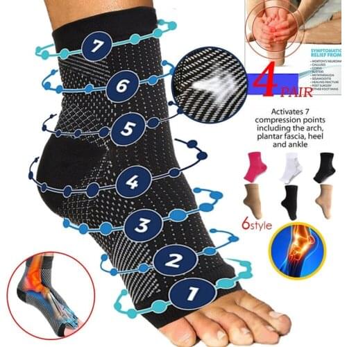 1Pair Foot Anti-Fatigue Compression Socks Ankle Support Sleeve Circulation Relief Pain Sport Running Outdoor Ankle Brace Sock
