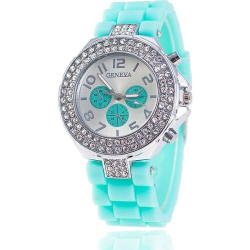 2020 New Brand Women Watches Quartz Watch Geneva Rhinestone Crystal Lady three eyes silicone Band Analog Relogio Feminino