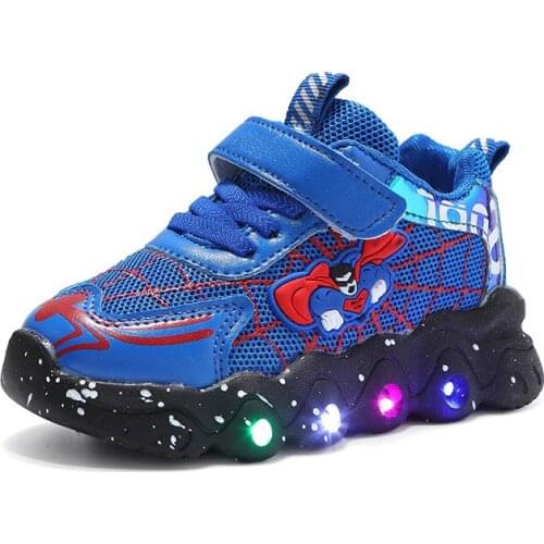 2021 spring autumn new cartoon colorful shoes LED lights children kids 1-6 years old casual sports shoes boys trendy light shoes