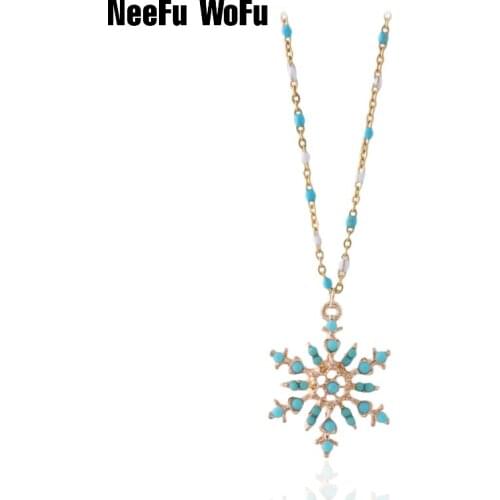 NeeFuWoFu snowflake Stainless steel chain necklacess Nationality Fashion Fish sinker Pulsera de piedra Mujer de Bohemia Jewelry