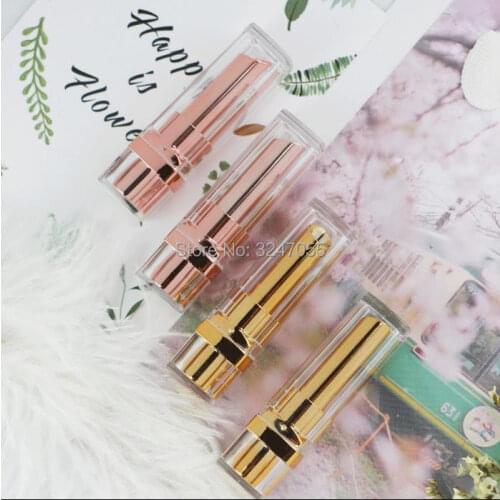 11.1mm Cosmetic Plastic Rose Gold Lipstick Tube, Gold Empty Vacant Lip Rouge Subpackage, Professional Lip Balm Containers