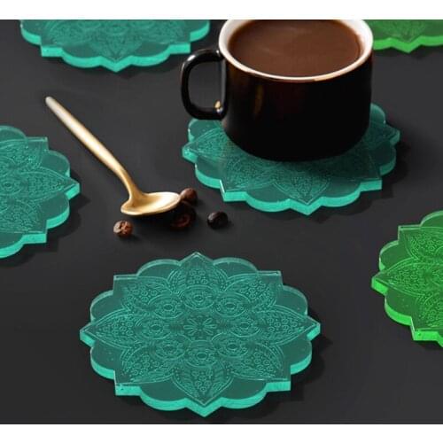 Mandala Coaster Epoxy Resin Mold Cup Mat Placemat Casting Silicone Mould DIY Crafts Home Decorations Making Tools