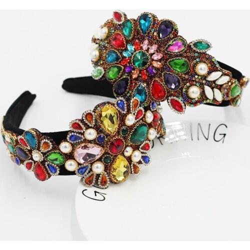 Baroque fashion all-match inlaid color rhinestone headband ladies luxury prom travel gift hair accessories Luxury fashion New