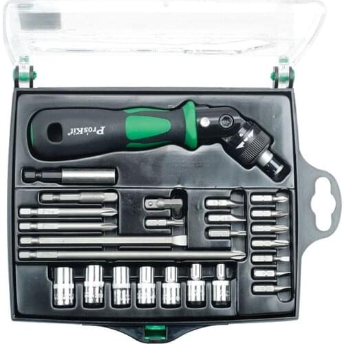 ProSkit SD-2314M 25In1 Reversible Ratchet Magnetic Screwdriver Bits Sockets Set Tools Kit Multiple Angle Adjustment Screwdriver