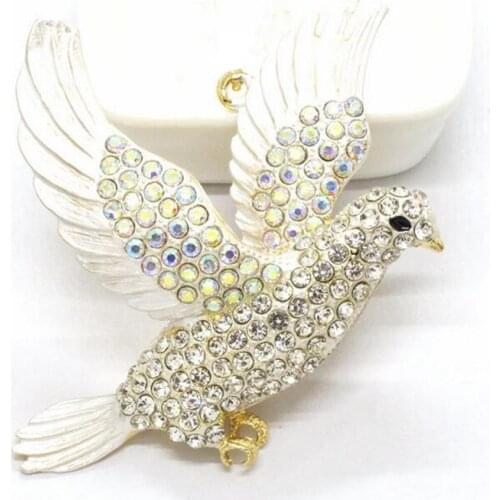 Crystal Carrier Pigeon Key Chains For Women Bird Key Rings Bag Car Purse Decorations Keychains Girls Teen Rhinestone Charms Gift