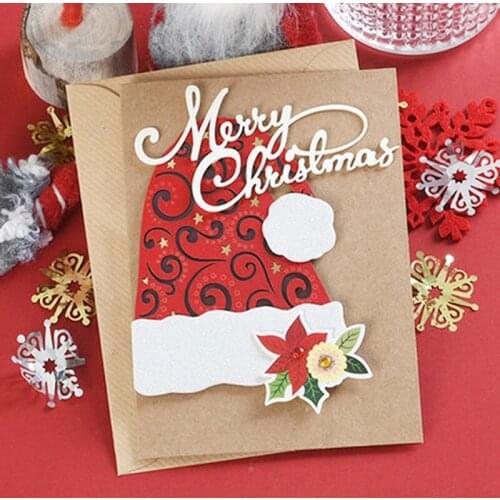 DIY Merry Christmas Hat Socks Letter Metal Stitches Cutting Dies Stencils Embossing Photo Album Paper Card Crafts