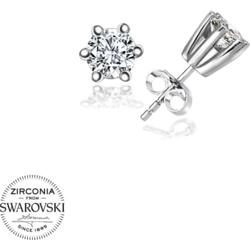 Silver 925 Sterling Swarovski Zirconia Cubic Zirconia Solitaire Earrings