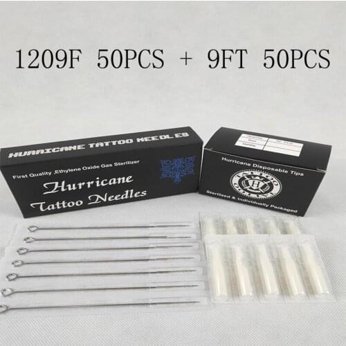 Tattoo Needles Tip (9F+9FT) 50pcs Disposable Tattoo Needles and 50pcs Matched Tips tattoo needle with tips tattoo kit