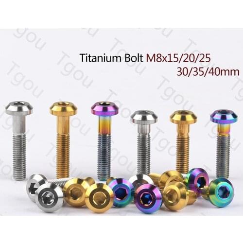 Tgou Titanium Bolt M8x 15 20 25 30 35 40mm Allen Key Head Screws for Motorcycle Brake
