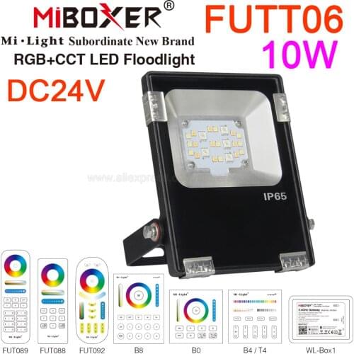 MiBoxer FUTT06 Outdoor Smart LED FloodLight 10W RGB+CCT Waterproof DC24V 2.4G RF Remote iOs/Android APP WiFi Voice Control