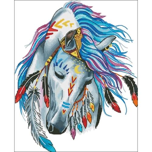 Feathered horse patterns Counted Cross Stitch 11CT 14CT18CT DIY Chinese Cross Stitch Kits Embroidery Needlework Sets