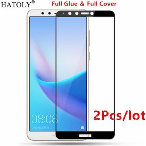 2Pcs Huawei Y9 2018 Glass Tempered Glass for Huawei Y9 2018 Glass Film 9H Full Glue Cover Screen Protector for Huawei Y9 2018