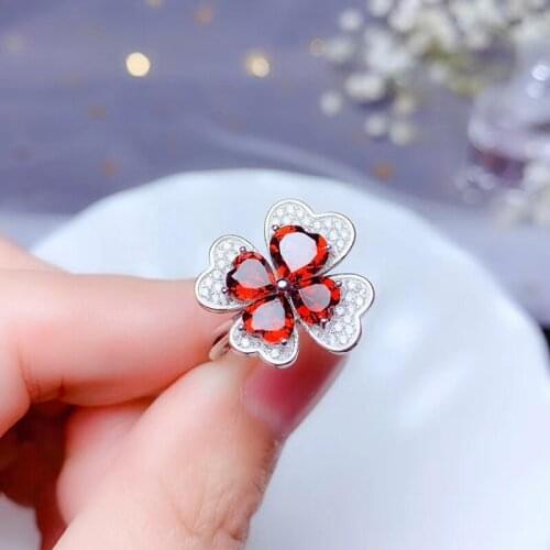 Natural Garnet Ring For Women Cute 925 Sterling Silver Fine Jewelry Love Weddings Real Garnet Gemstones Hot Certifacate #Q74